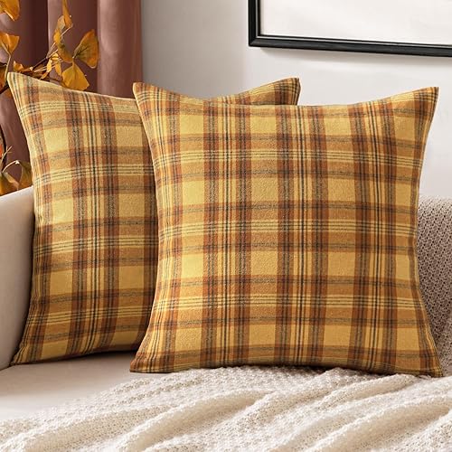 Vista 24 de MIULEE Juego de 2 fundas de almohada de tartán escocés de otoño, clásicas, decorativas, para exteriores, decoración de Halloween, Acción de Gracias