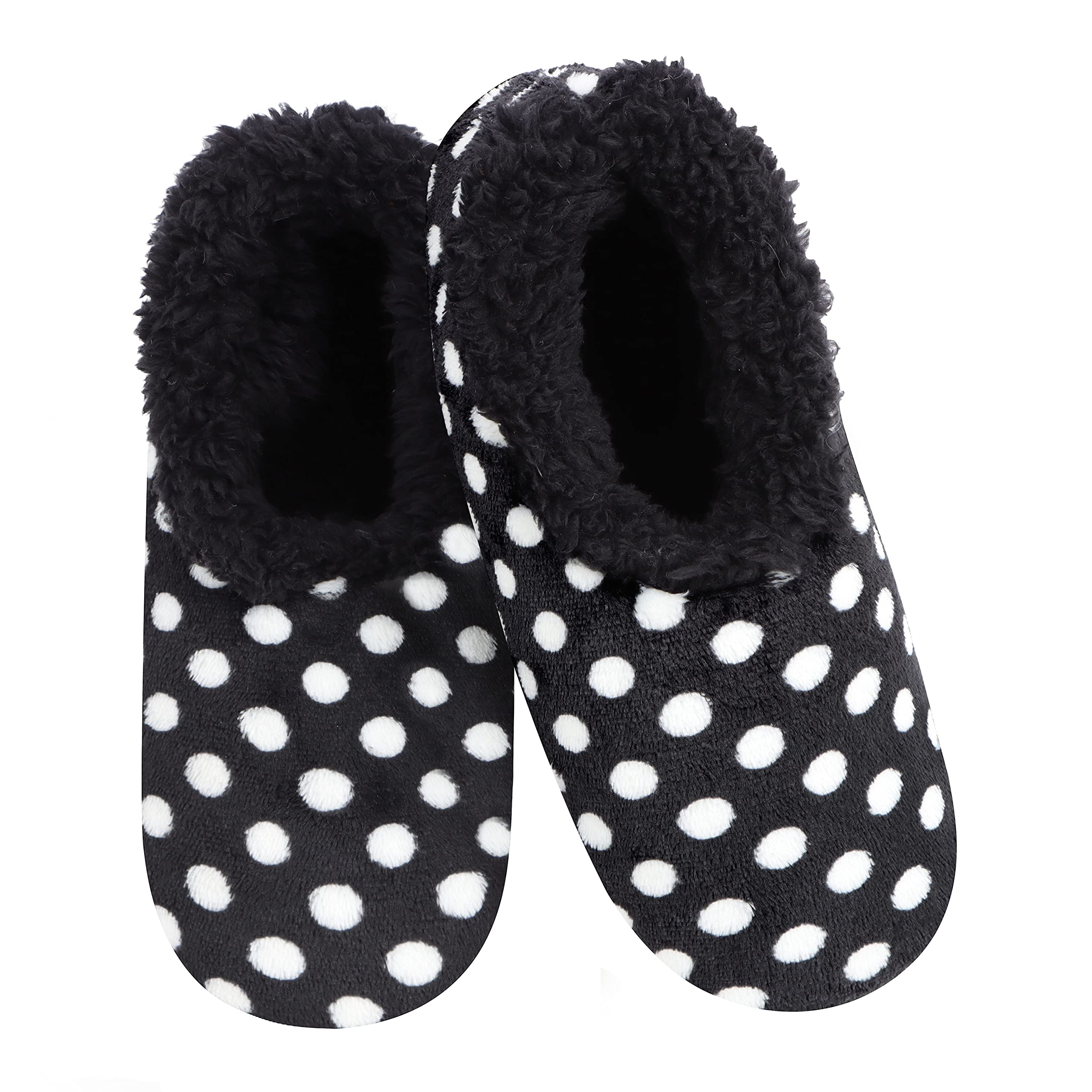 Sherpa-Lined Slipper Socks - Fuzzy and Cute Slippers for Women with Non-Slip Sole - Ladies Warm Slippers