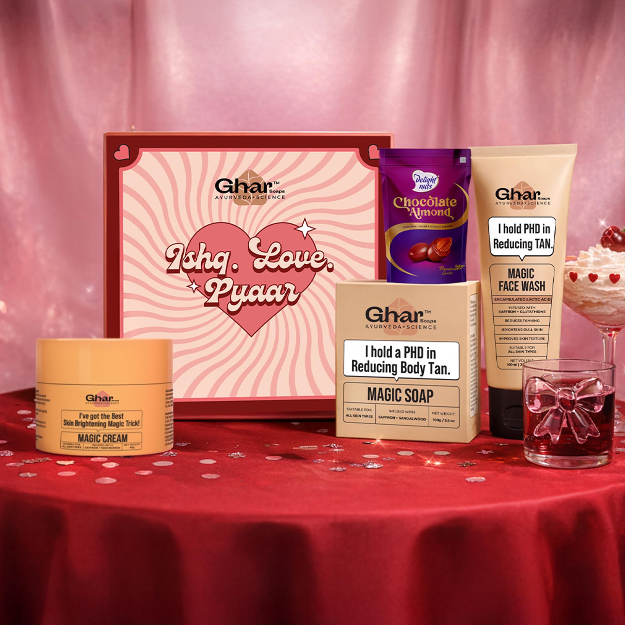 - Ghar Soaps Valentine Glow Kit | Tan Removal & Brightening Skincare Combo | Natural Bath & Body Care Gift Set for Women & Men | Gentle Exfoliation for Radiant, Even-Toned Skin | Valentine, Anniversary