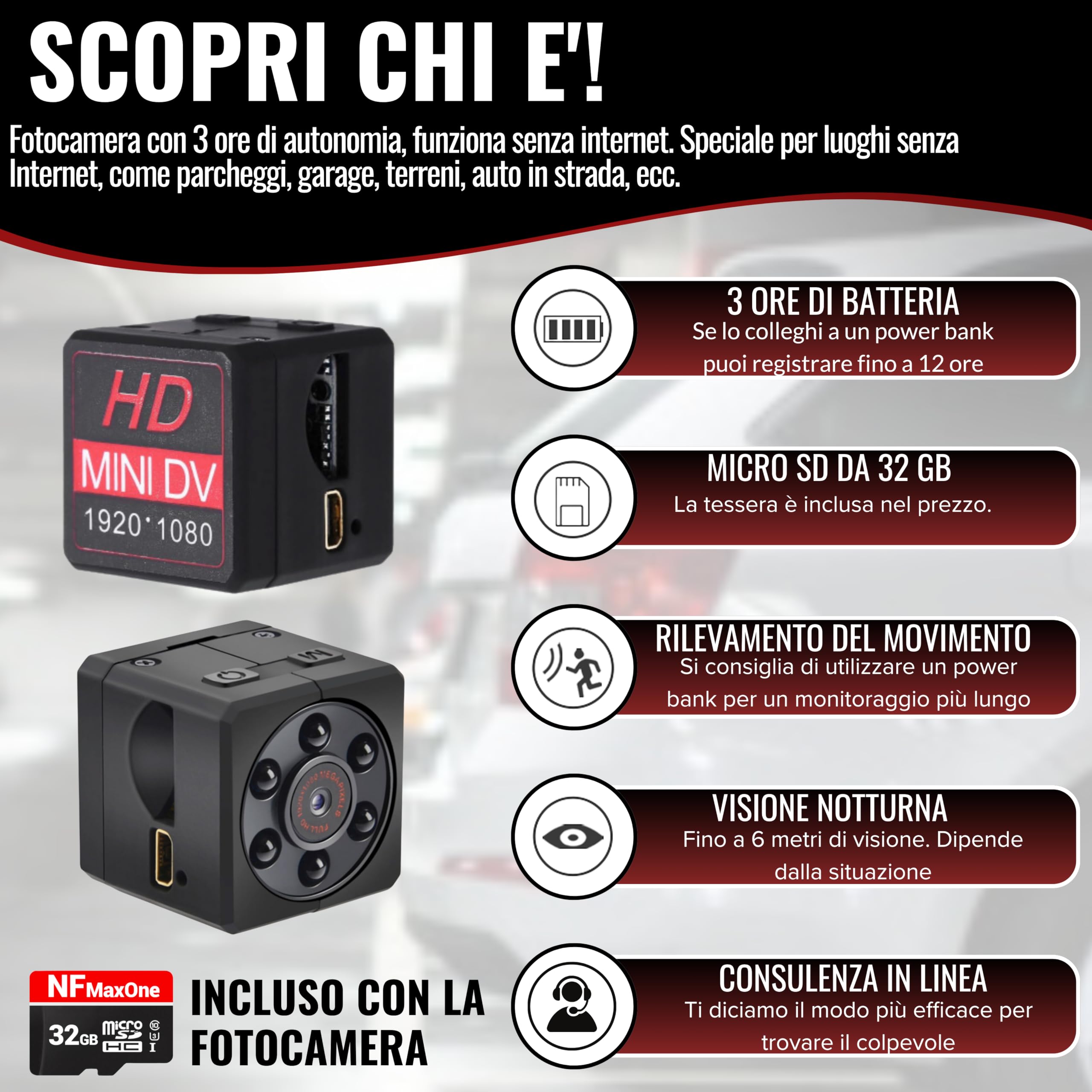 Telecamera Spia WiFi 1080P 2K Con Visione Notturna A Infrarossi, Batteria 1600mAh, Rilevamento Movimento, Per Interno Telecamera Spia WiFi 1080P 2K Con Visione Notturna A Infrarossi, Batteria 1600mAh, Rilevamento Movimento, Per Interno