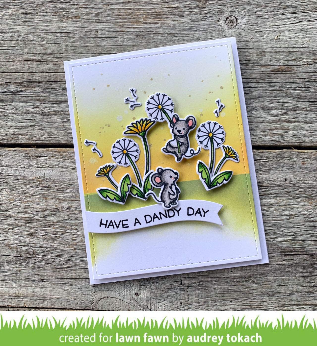 Lawn Fawn Dandy Day 4”x6” Clear Stamp Set and Coordinating Custom Craft Die Set (LF2217, LF2218), Bundle of 2 Items