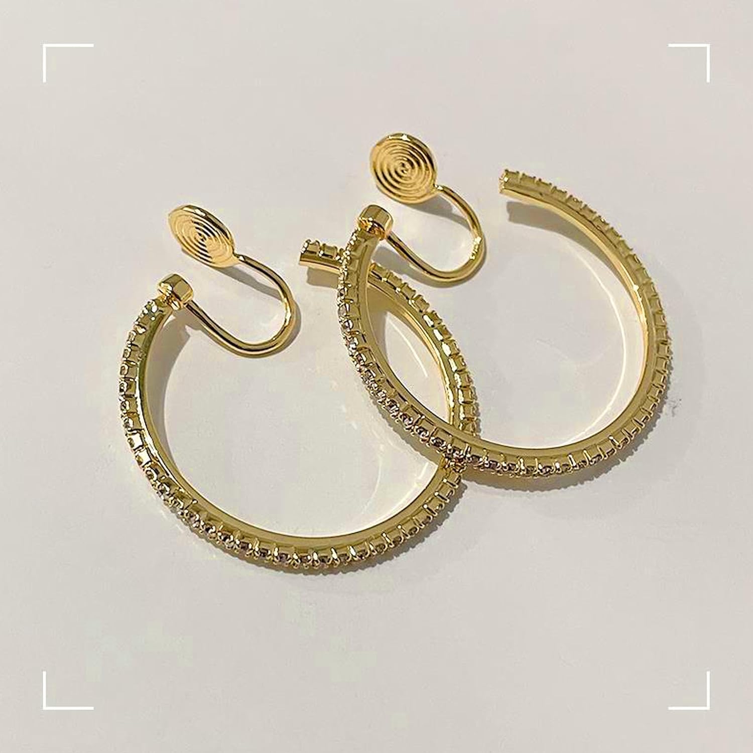 Clip On Hoop Earrings for Women Gold Rhinestone Sparkly Clip On Hoops Fashion Hoop Earrings Jewelry Gifts - Image 5
