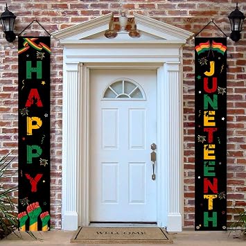 Ansoufien Juneteenth Decoration Porch Banner, Happy Juneteenth Banner, African American Festival Celebration, 71 x 12 inch