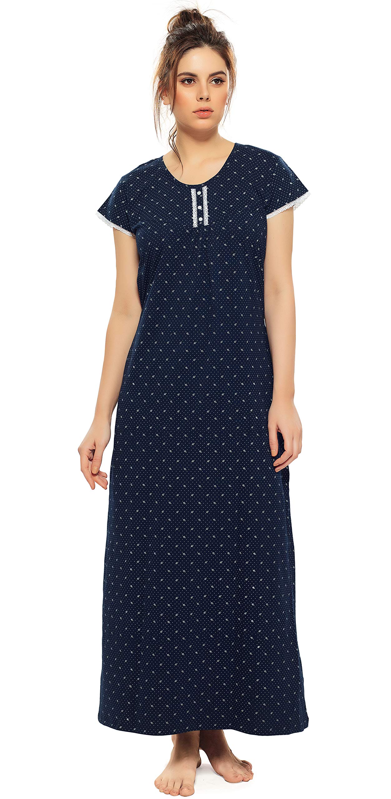 ZEYO Women's Cotton Hosiery Maxi Nighty 