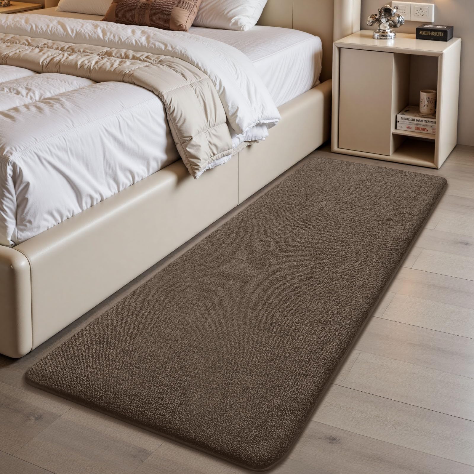 Sour Lemon Rugs Living Room 80x150cm, Taupe Shaggy Fluffy Bedside Rug, Short Pile Soft Runner Rugs, Anti-Slip Washable Area Rug, Modern Floor Carpets for Kids Room Bedroom Hallway Entryway