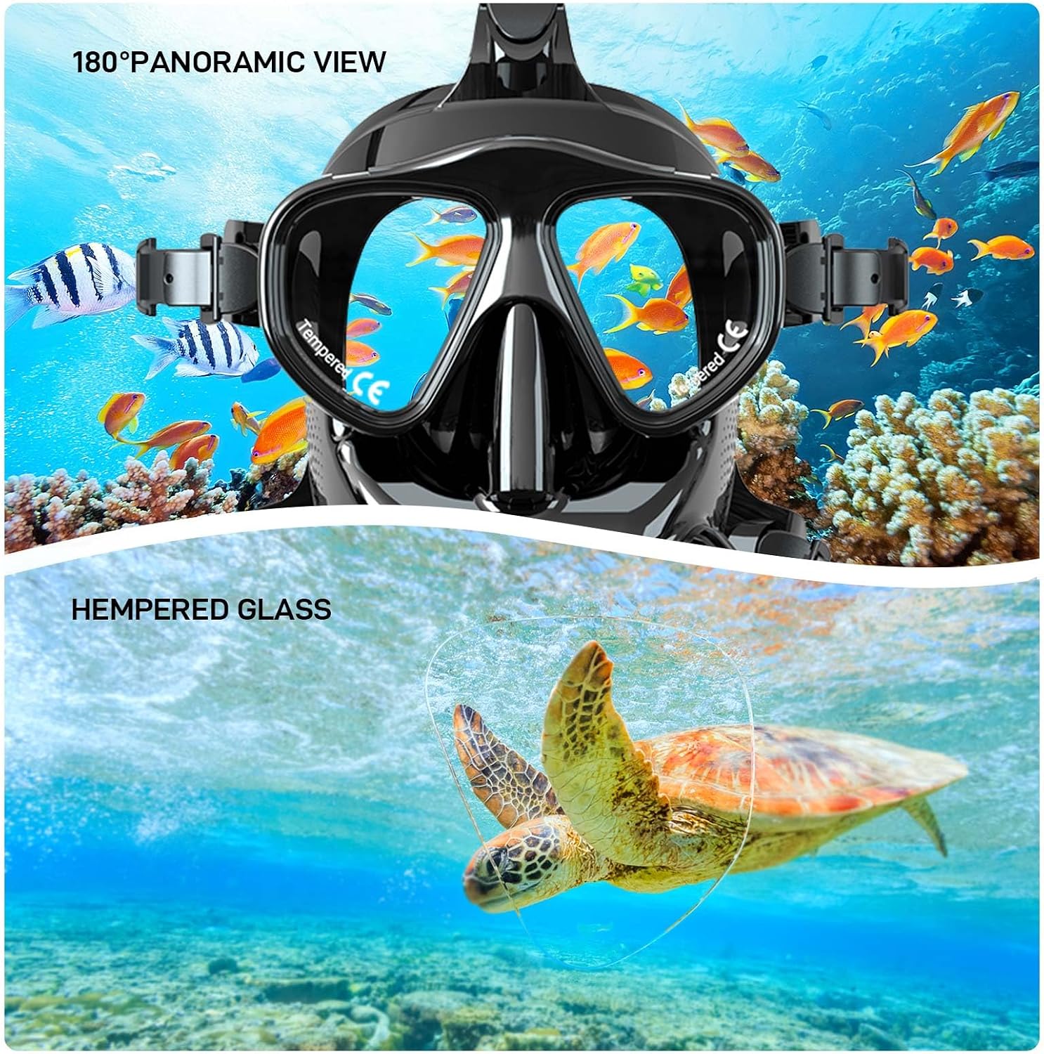 SMACO S700 Scuba Tank with Full Face Diving Mask 1.9L Portable Diving Tank 180° Panoramic Viewing Angle Removable Diving Mask Scuba Tank Kit Diving Oxygen Underwater Breathing Device