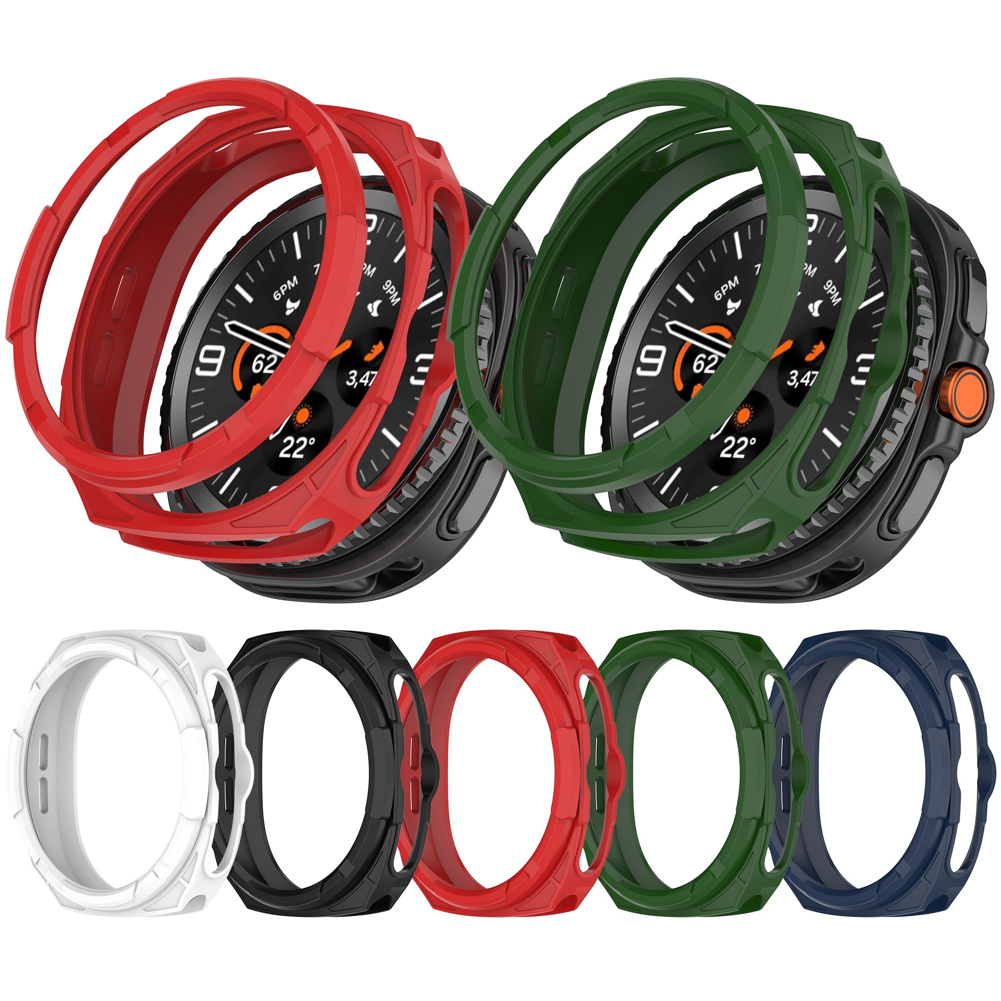 Confezione da 5 pellicole protettive per lo schermo per Samsung Galaxy Watch 8 Classic, custodia a bordo pieno con anello di lunetta protettiva