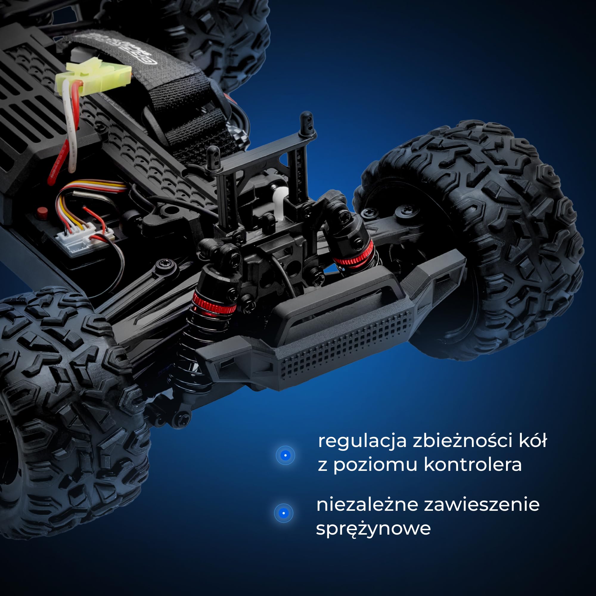 Lionelo Overmax X-Quail zdalnie sterowany samochód od 6 lat, RC Auto 4WD 1:18 do 25 km/h, Offroad Monster Truck z 2 akumulatorami, czas jazdy 40 min, LED, funkcja Wheelie, 2,4 GHz RC Crawler