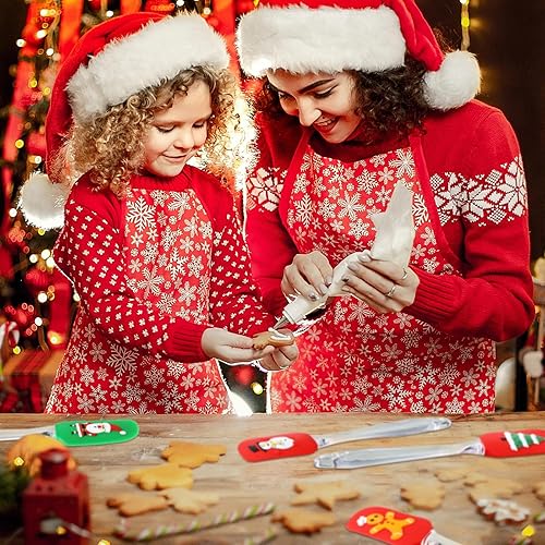 Miniatura 6 de 8 espátulas de silicona navideñas con patrón de Papá Noel, espátula de decoración de pasteles de Navidad, espátula de silicona de cocina con mango