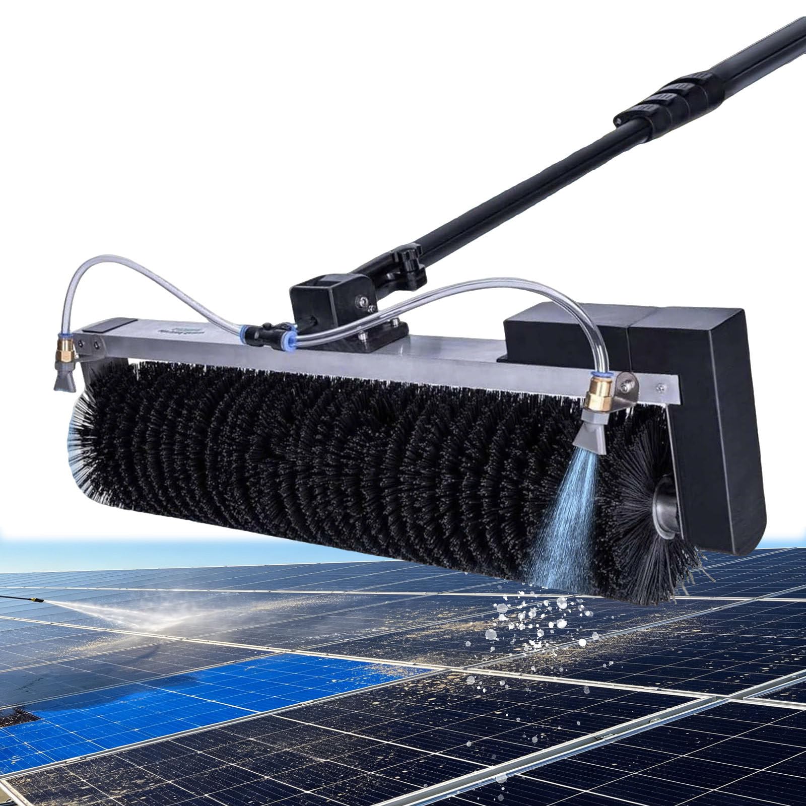 ALSUP Solar Panel Cleaning Kit with 3.5/5.5/7.5m Telescopic Water Fed Pole, Electric Rotary Brush & Extension Hose, for Household & Commercial Photovoltaic Stations 5.5m/18ft
