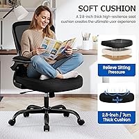 Vista 7 de Silla de oficina ergonómica, silla de escritorio ergonómica de malla transpirable con soporte lumbar, reposabrazos abatibles, sillas de computadora
