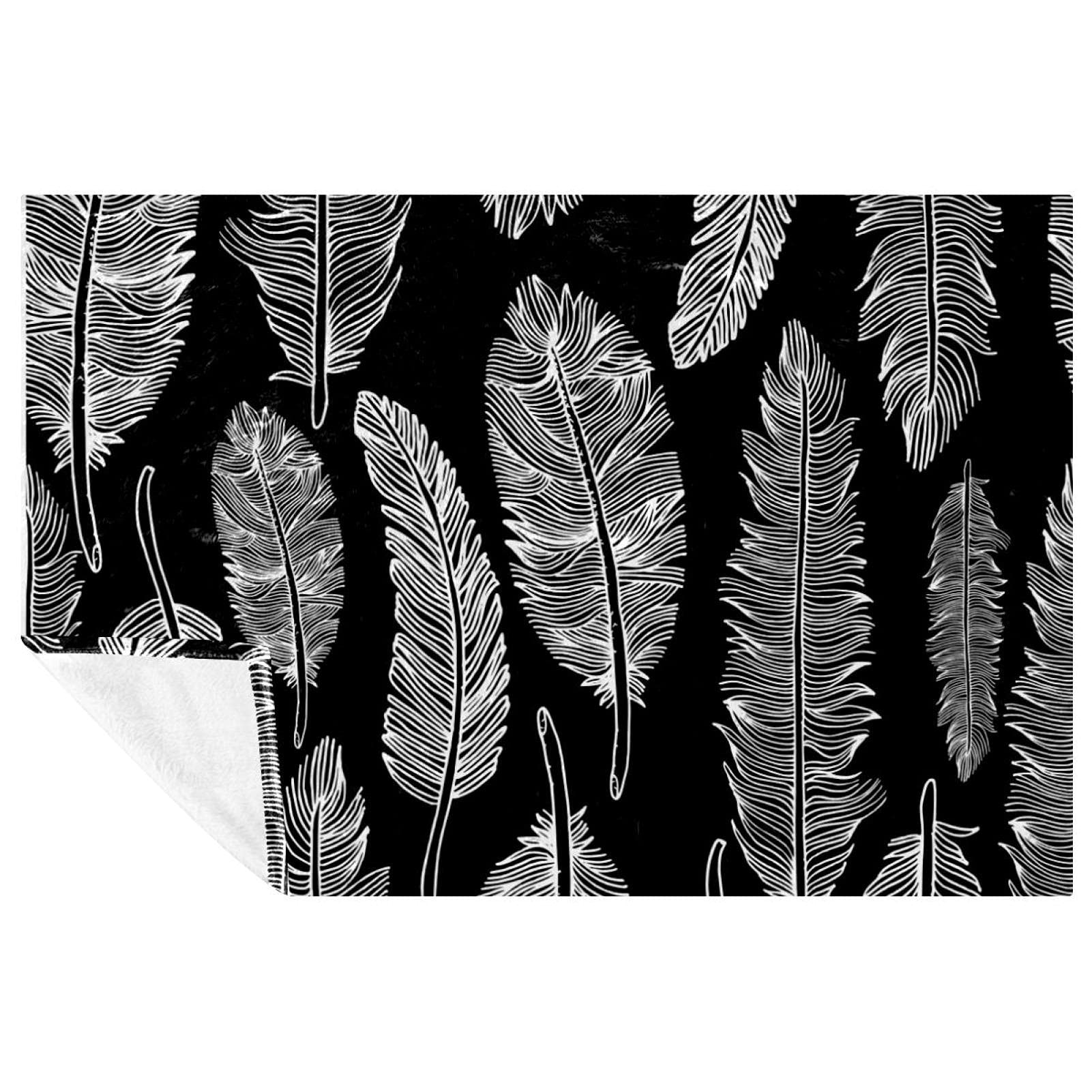 Plaid bohème noir et blanc couverture chaude pique-nique et camping
