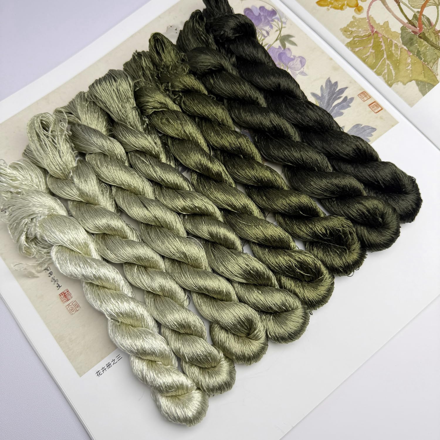 100% Nature Mulberry Handmade Embroidery China Silk Thread Make Jewelry Accessory Cross Stitch Floss DIY Sewing Kits 8 Gradient Colors 110m Each （61）