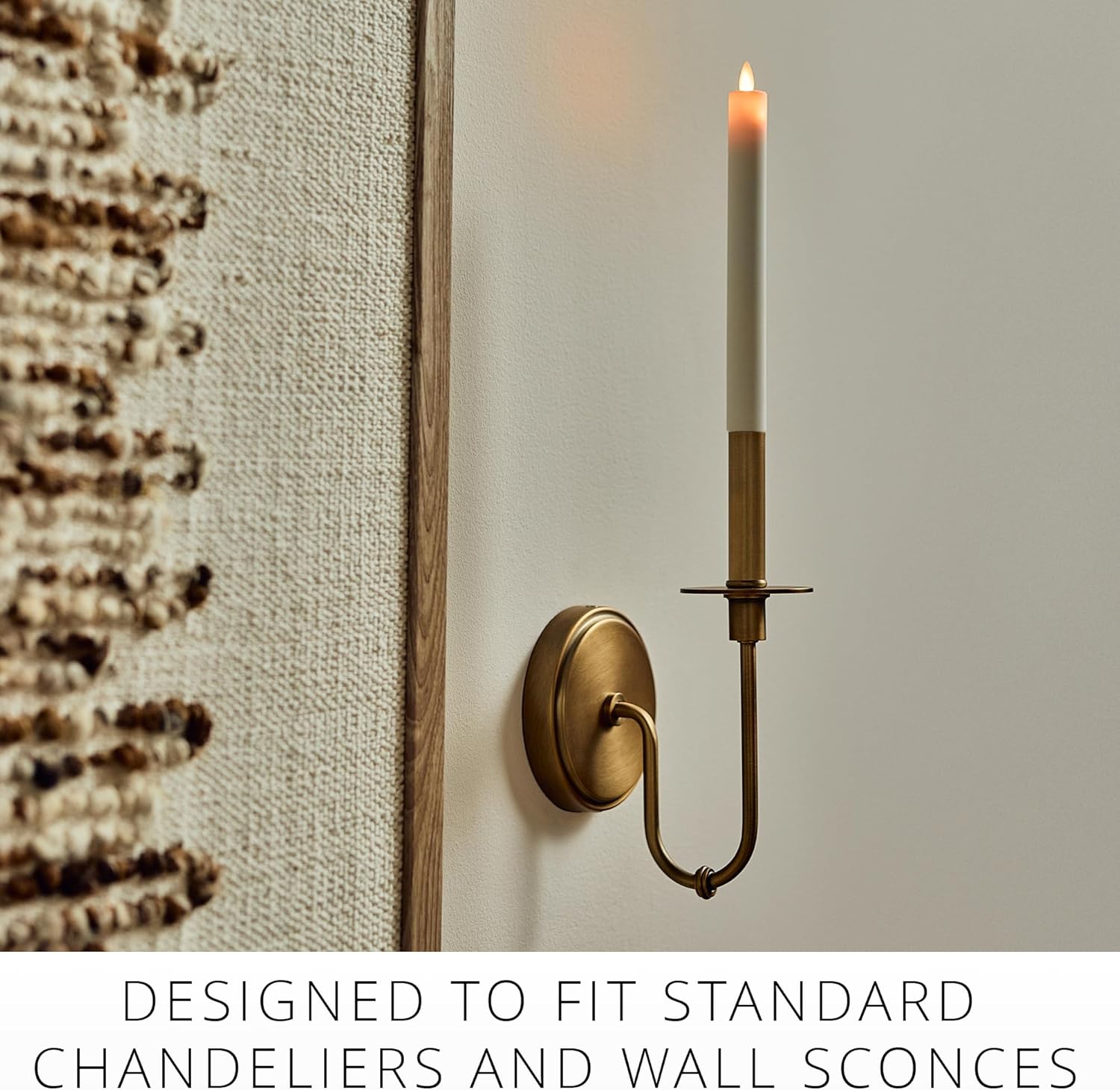 Luminara Pearl Ivory Flameless Candle Tall E12 Taper Bulb Flat Top 1" x 9.5" for Chandeliers, Wall Sconces and Lighting Fixtures