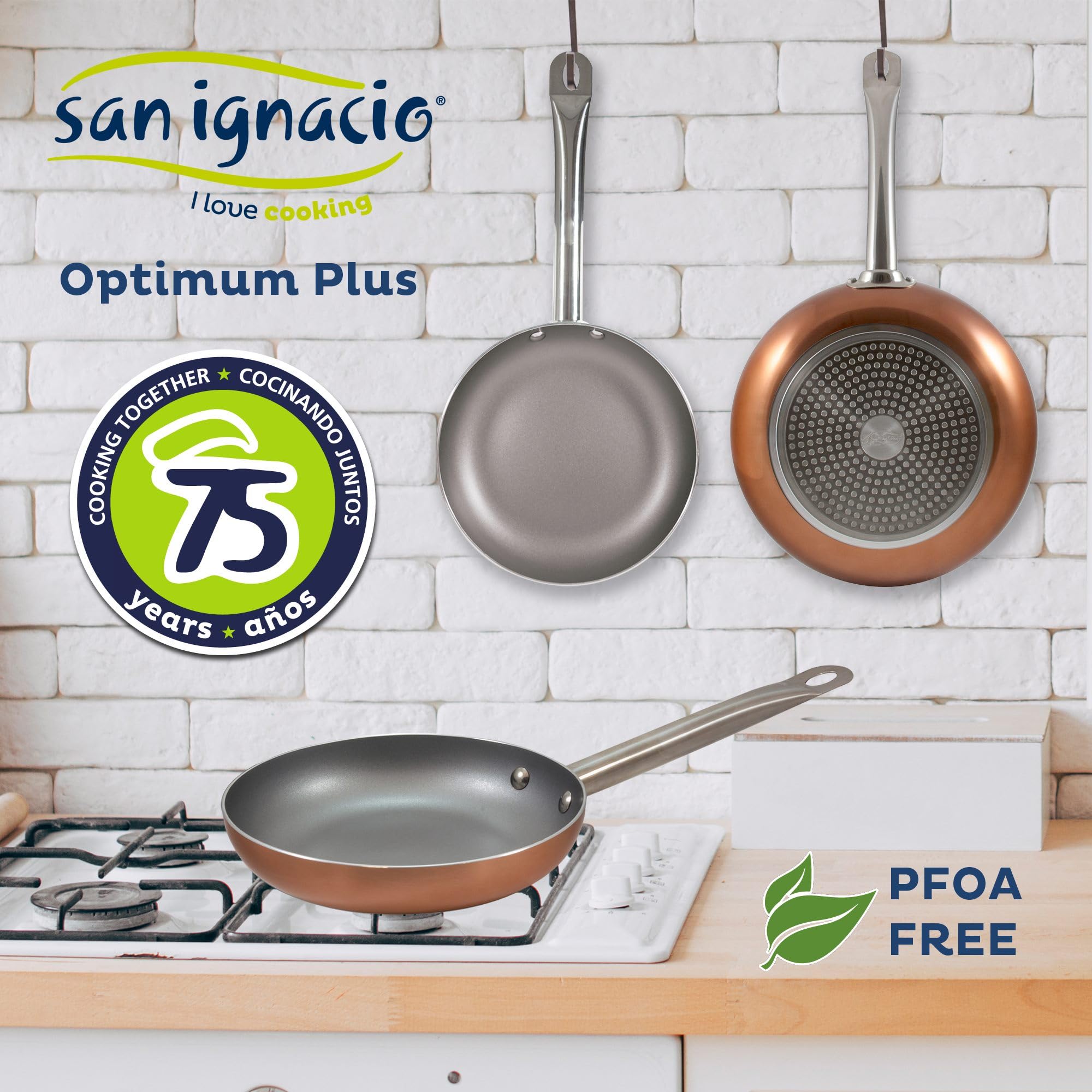 San Ignacio 3-teiliges Pfannenset (18,22,26 cm) aus gepresstem Aluminium, induktionsgeeignet + 3-teiliges Messerset aus Edelstahl für die Küche