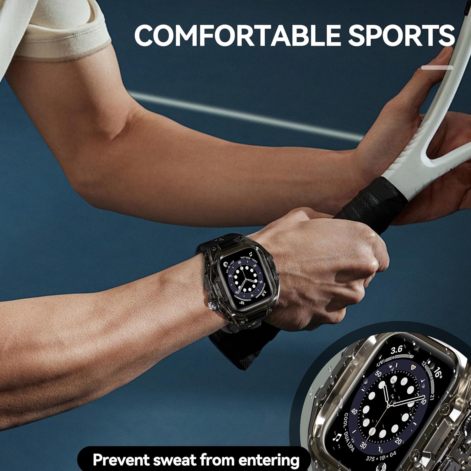 YOGRE for Apple Watch Series 10 46mm Waterproof Case with Band, Built-in Screen Heavy Duty Case Cover for Men and Women, Soft Band Full Boddy Protect Cover Dustproof and Shockproof for 46mm, Black - Image 5