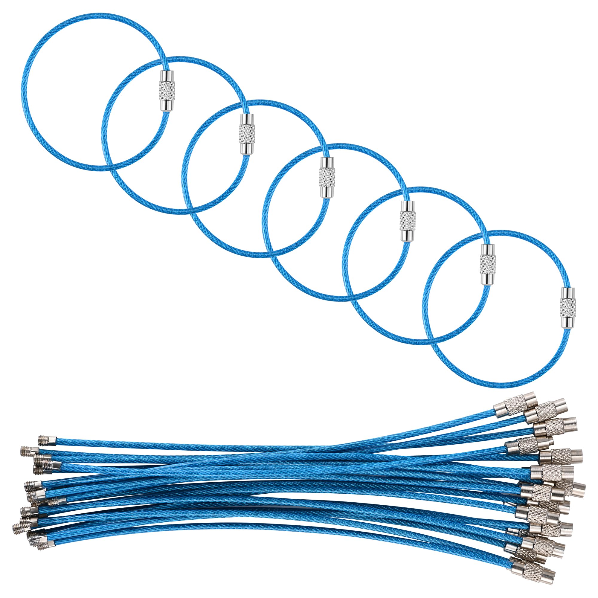 5.9in/15cm Stainless Steel Keychain Cable,Wire Diameter 2mm Metal Key Ring Loop,20 Pieces