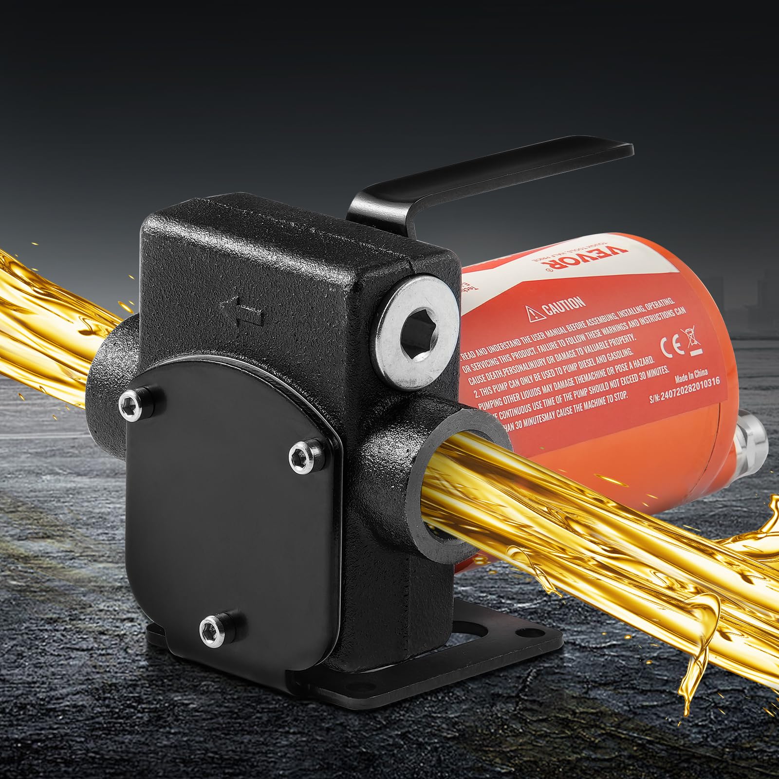 VEVOR Pompa di Trasferimento Carburante, 12 V CC 5 GPM 1/7 HP, Pompa Elettrica Portatile con Ugello Carburante, Spegnimento Automatico, Tubo Flessibile Lungo per Benzina Diesel Miscele di Metanolo