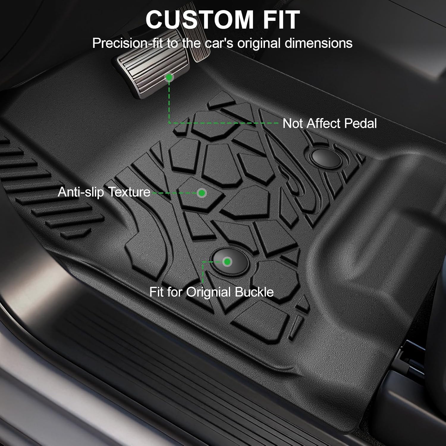 Floor Mats for 2014-2019 Chevy Silverado & GMC Sierra 1500 (Only 19 LD ), for 2015-2019 Silverado/Sierra 2500/3500, Crew Cab Bucket Seat Only, TPE All Weather Durable Mats