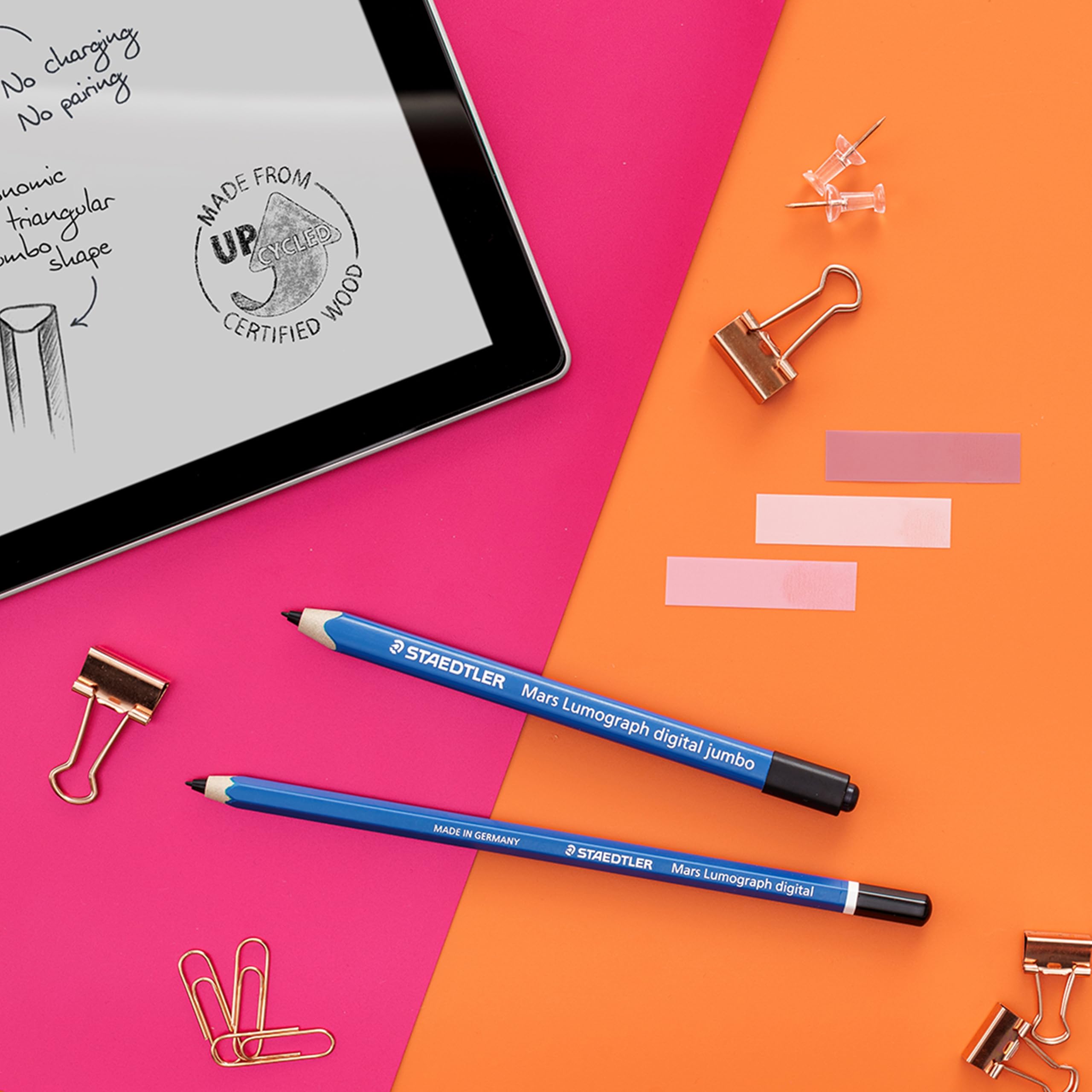 Staedtler Mars digital Jumbo 180J 22. EMR Stylus z miękką cyfrową gumką. Rysik do cyfrowego pisania, rysowania i mazania na ekranach dotykowych EMR (4096 poziomów ciśnienia, końcówka 0,7 mm)