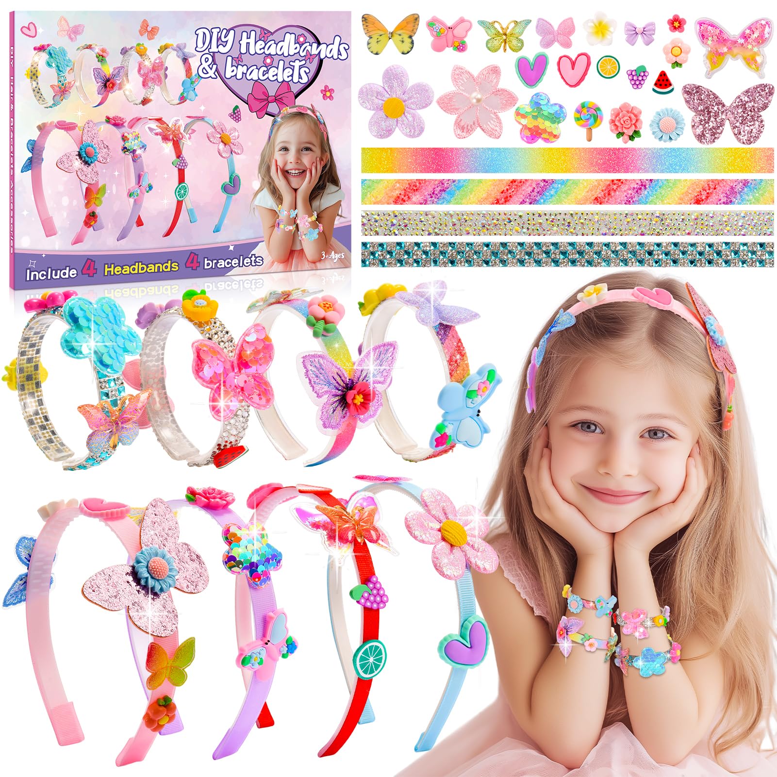 WootoyOutdoor Regalo Niña 3-12 Años, DIY Diademas Niña Kit para Hacer Pulseras Manualidades Niña 4-10 Años Juguete Niña 3-10 Años Accesorios pelo Niña Juguetes para Niñas Unicornios para Niñas