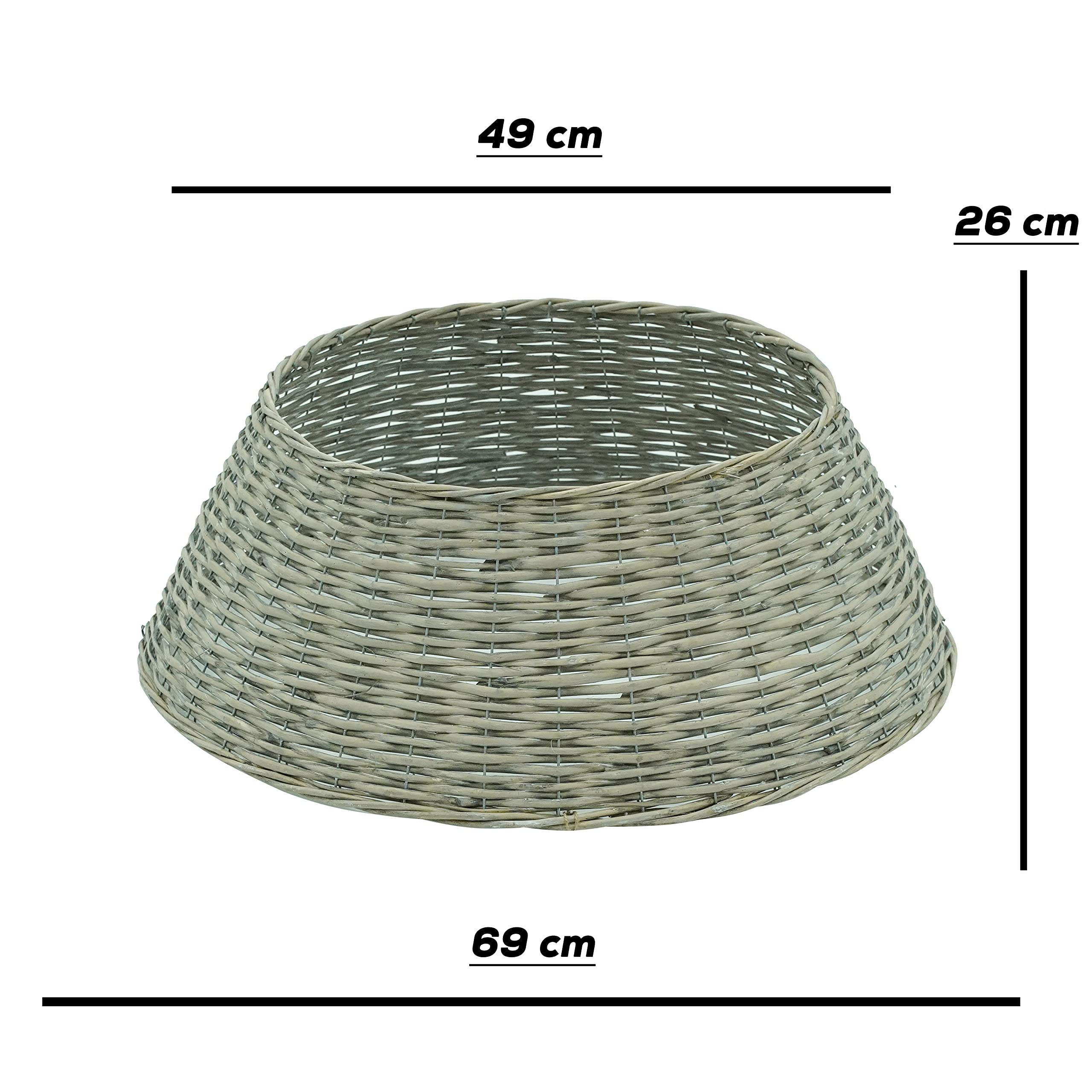 Copri Base per Albero di Natale in Vimini D.49/69xH.26 cm. (Light Grey)
