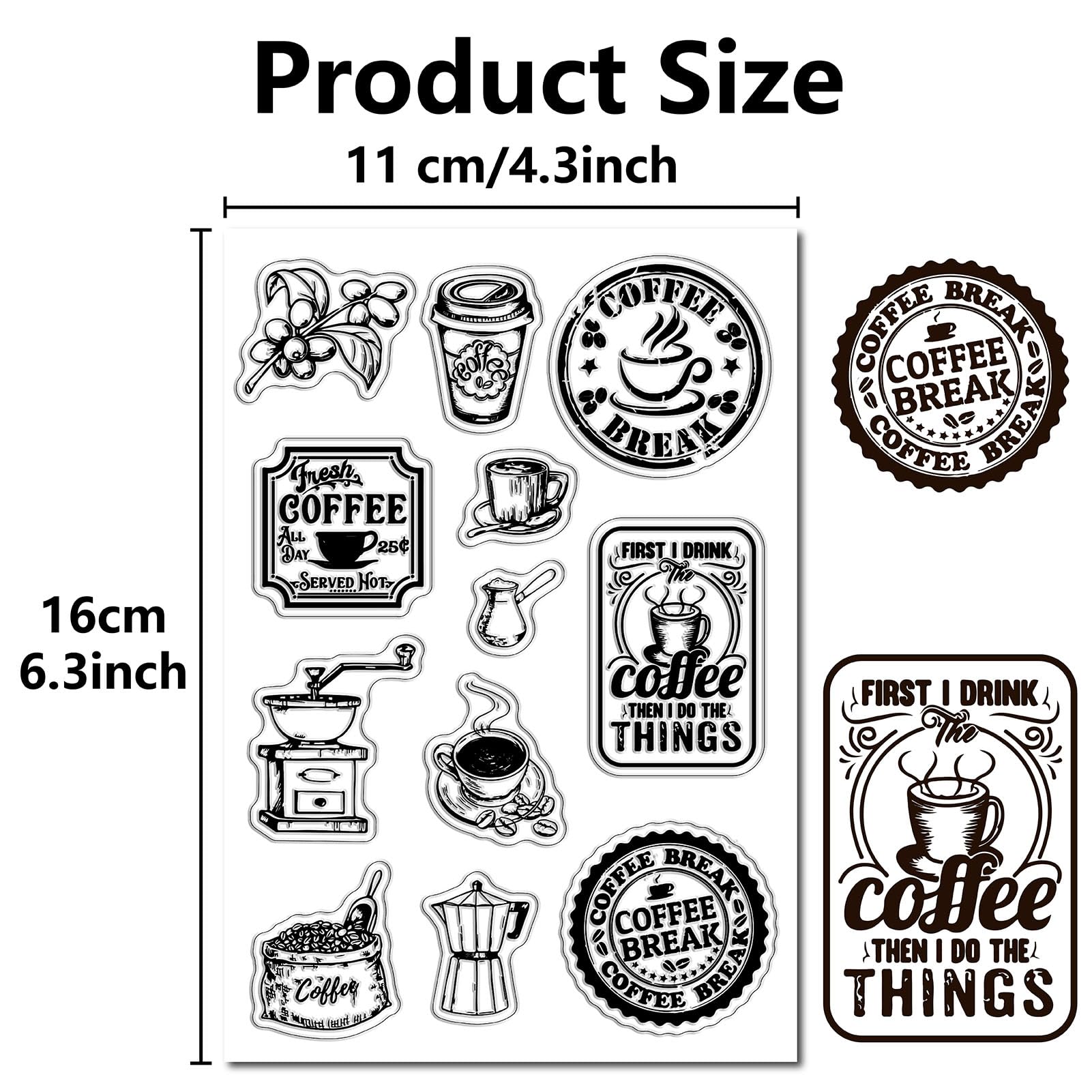 CRASPIRE Coffee Clear Stamps Coffee Bean Pot Transparent Rubber Stamps Silicone Seals Shop Journal DIY Scrapbook Photo Album Decoration Handmade Crafts Notebook Film Frame Cards Making - Image 2