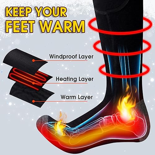 Miniatura 2 de Magnolia Calcetines térmicos para hombres y mujeres, 7.4 V, batería recargable eléctrica, calentadores de pies, calcetines térmicos de esquí de