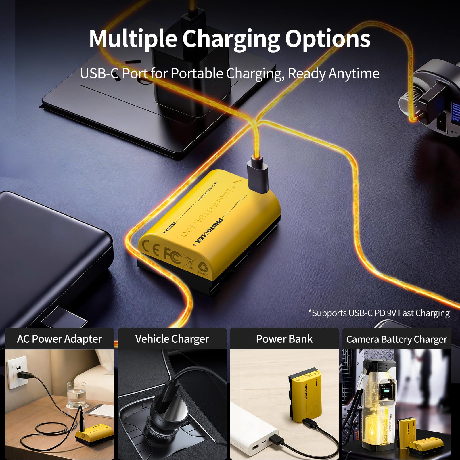 PHOTOOLEX LP-E6P Batterie, 2520mAh Batterie Rechargeable pour Canon avec Port USB-C, Compatible avec Canon EOS R6 Mark II/R5 Mark II/R/R7/R6/R5/C50/5D Mark III et IV/5DS/6D/6D Mark II/7D/80D et 90D