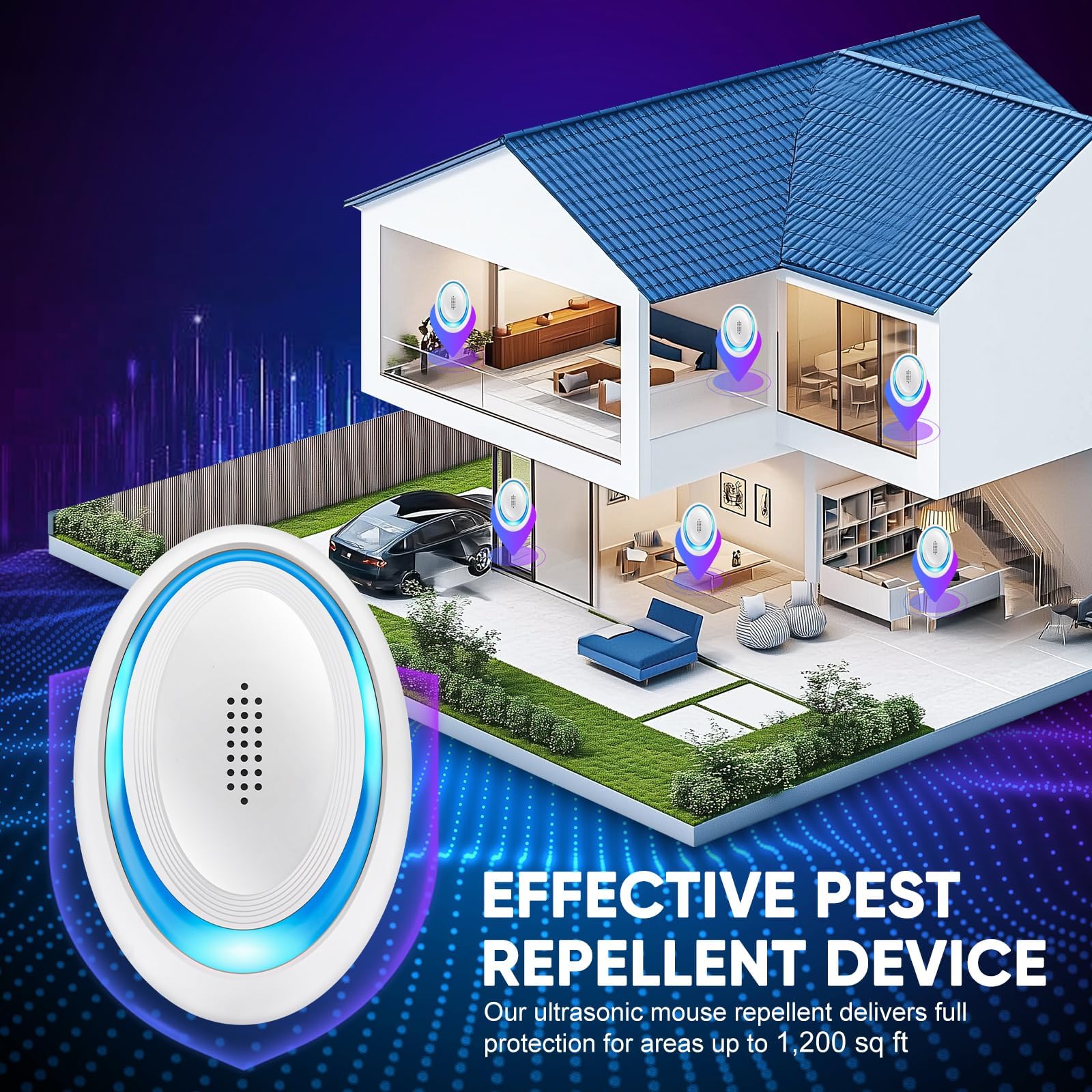 Repelente de plagas ultrasónico mejorado para interiores, control de plagas, enchufe de insectos, repelente de ratones para interiores, repelente eléctrico de roedores para cucarachas, insectos