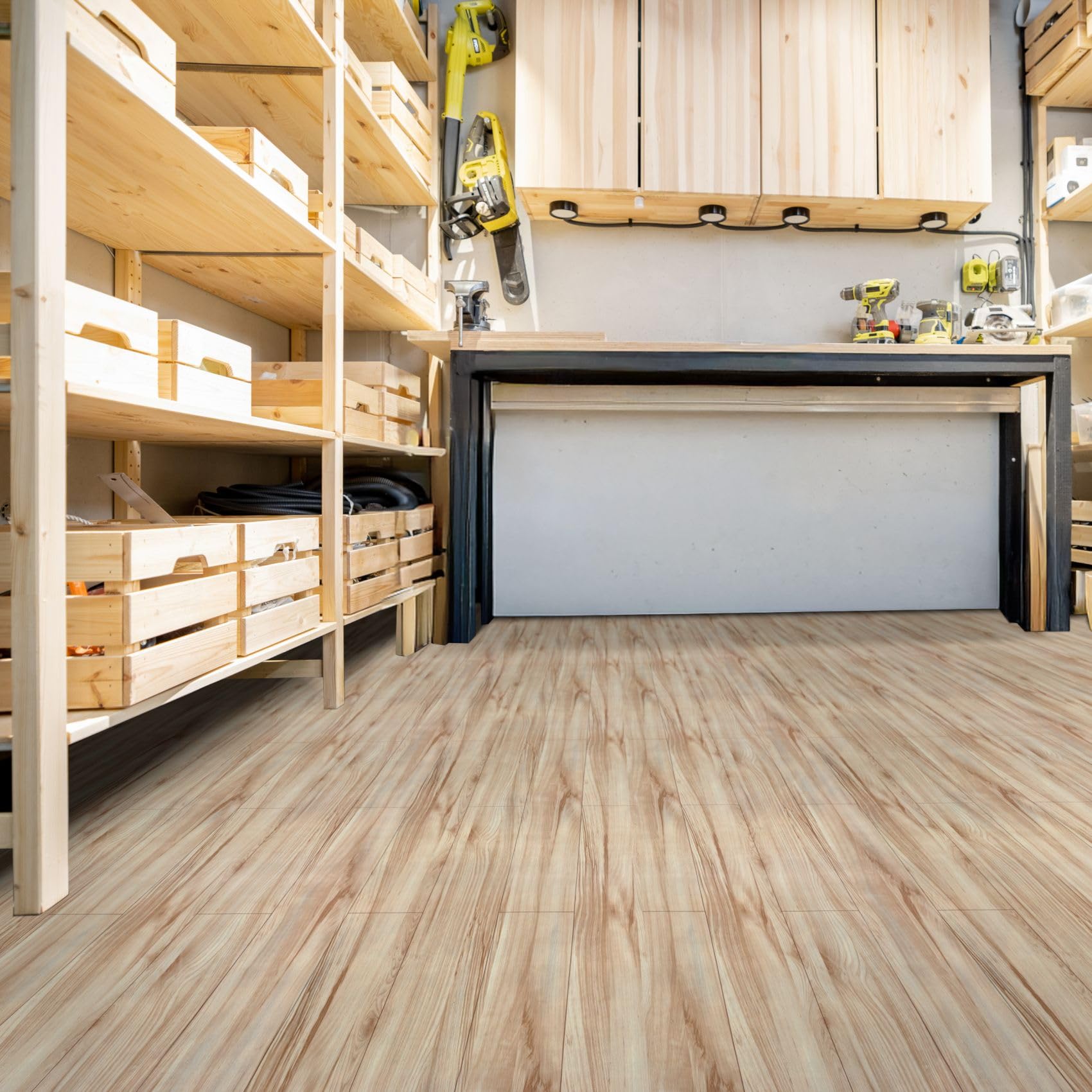 Rivestimento per pavimento in PVC al metro, in vinile, larghezza 140 cm, effetto legno, colore beige, 500 x 140 cm