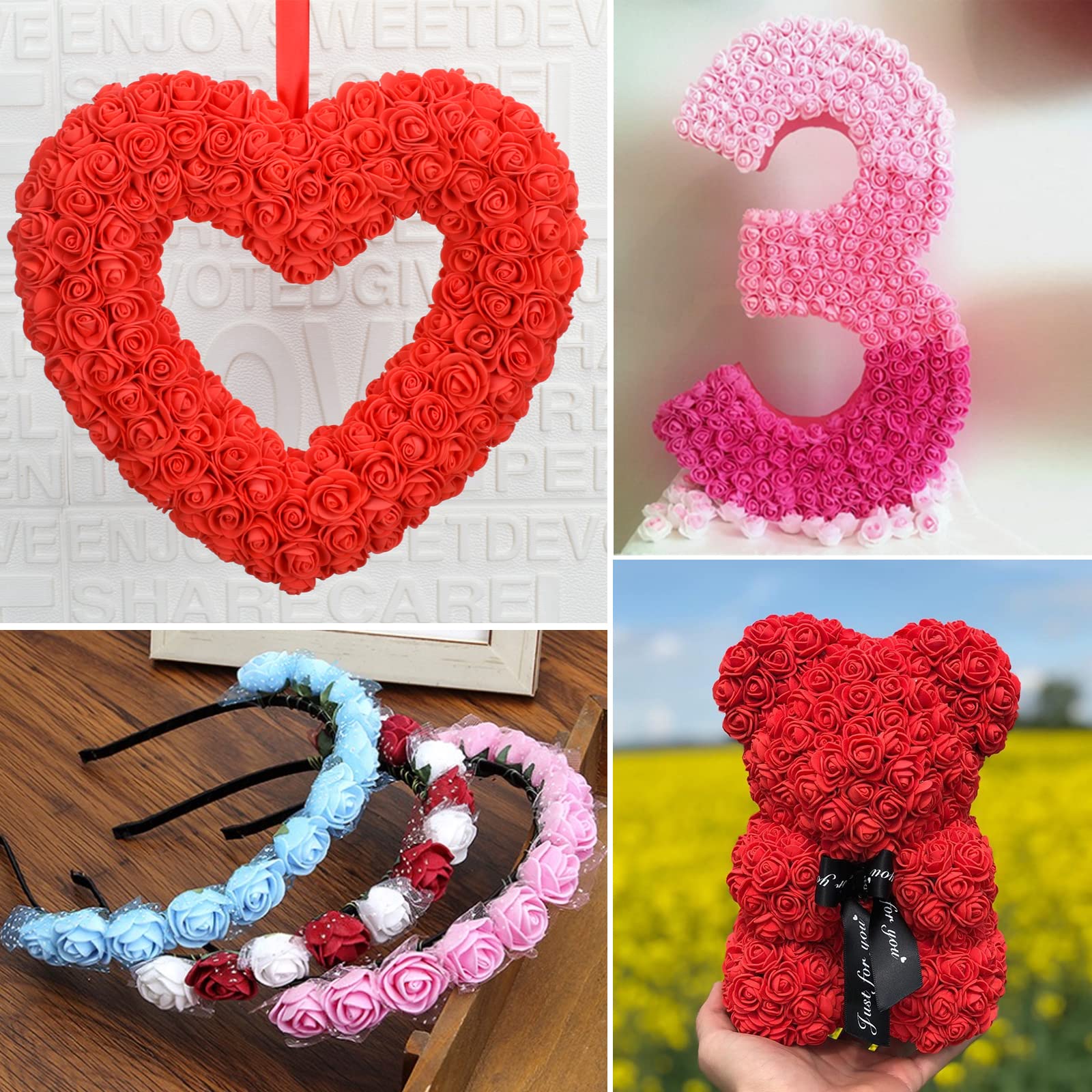 BETESSIN 144pz Rose Finte Rosse (Dia. 20mm) Teste di Fiori Rose Finte Artificiali Teste di Rose Rosse Finte in Schiuma per Decorazione Sposa Matrimonio Festa Nuziale Valentine’s Day Casa Fai da Te