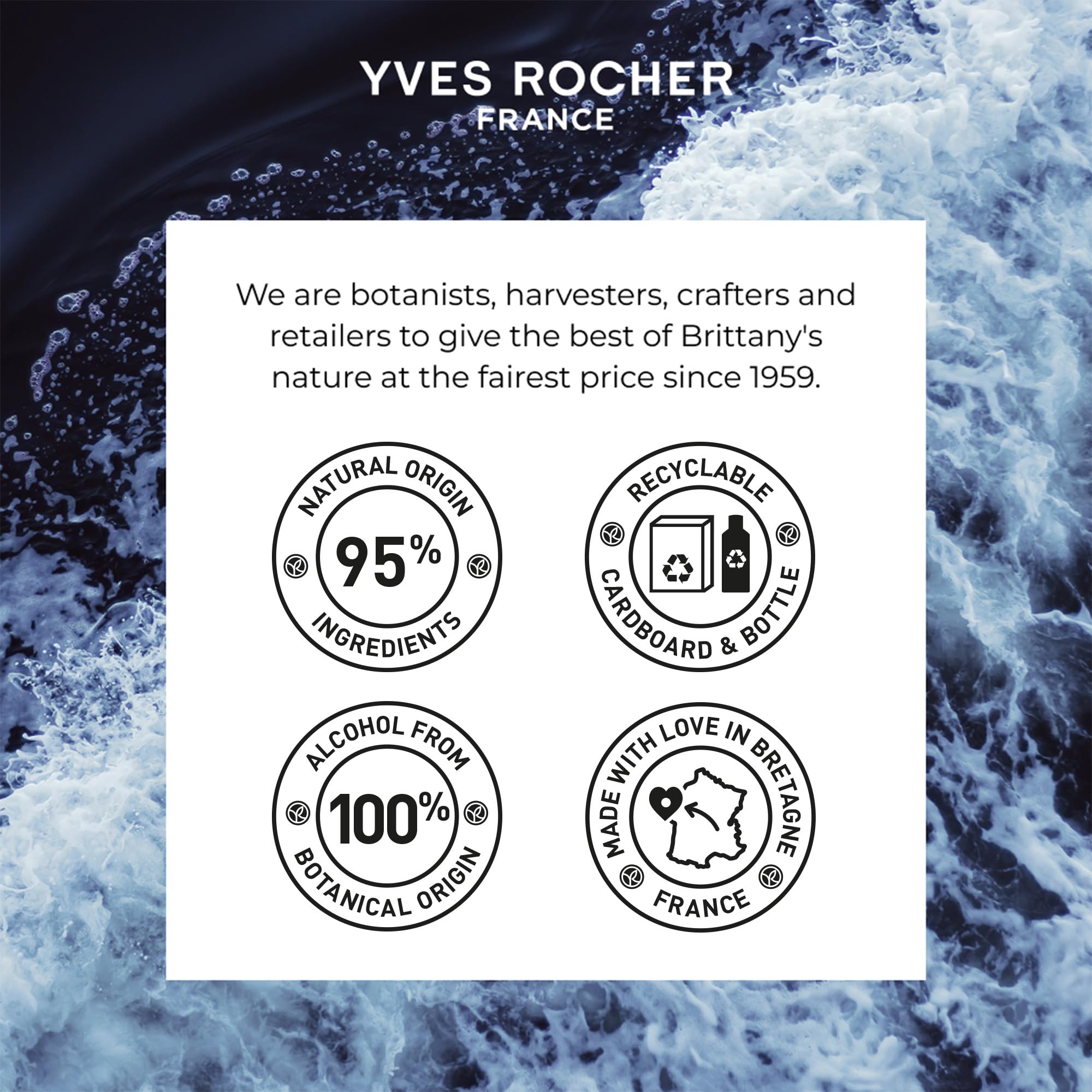 Yves Rocher GRANIT BLEU Eau de Toilette Vaporizzatore 100ml | Bergamotto e alghe della Bretagna - Profumo con note di vetiver di sabbia - regalo per uomo