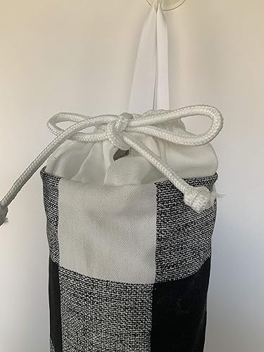 Miniatura 4 de Soporte para bolsas de plástico, organizador de bolsas de plástico, dispensador de bolsas de comestibles (negro y blanco, búfalo (con cordón))