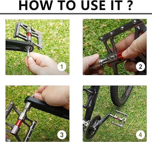 Miniatura 5 de Extensores de pedal de bicicleta de Sikawai  1 par de extensores de pedal de bicicleta de acero resistente para la mayoría de pedales roscados de