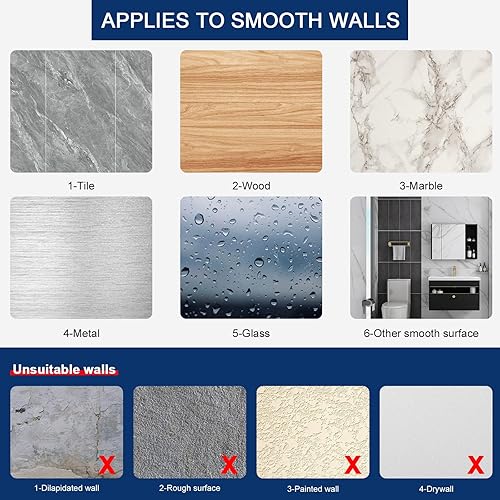 Miniatura 5 de NearMoon Toallero de baño autoadhesivo cuadrado de acero inoxidable, estante de pared para colgar en el colgador adhesivo, estilo contemporáneo, sin