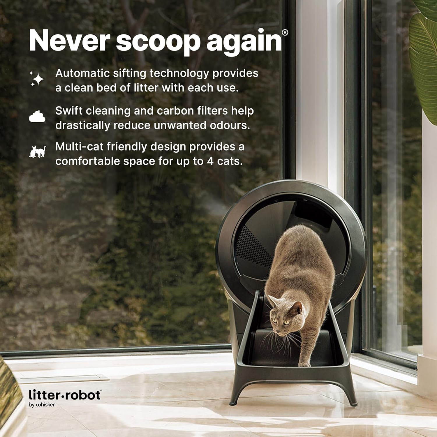 Litter-Robot 4 Ramp by Whisker, Black - Cat Ramp for Litter Box, Custom Fit for Litter-Robot 4, Non-Slip Rubber Feet, Suitable for Small & Elderly Cats, Made in The USA