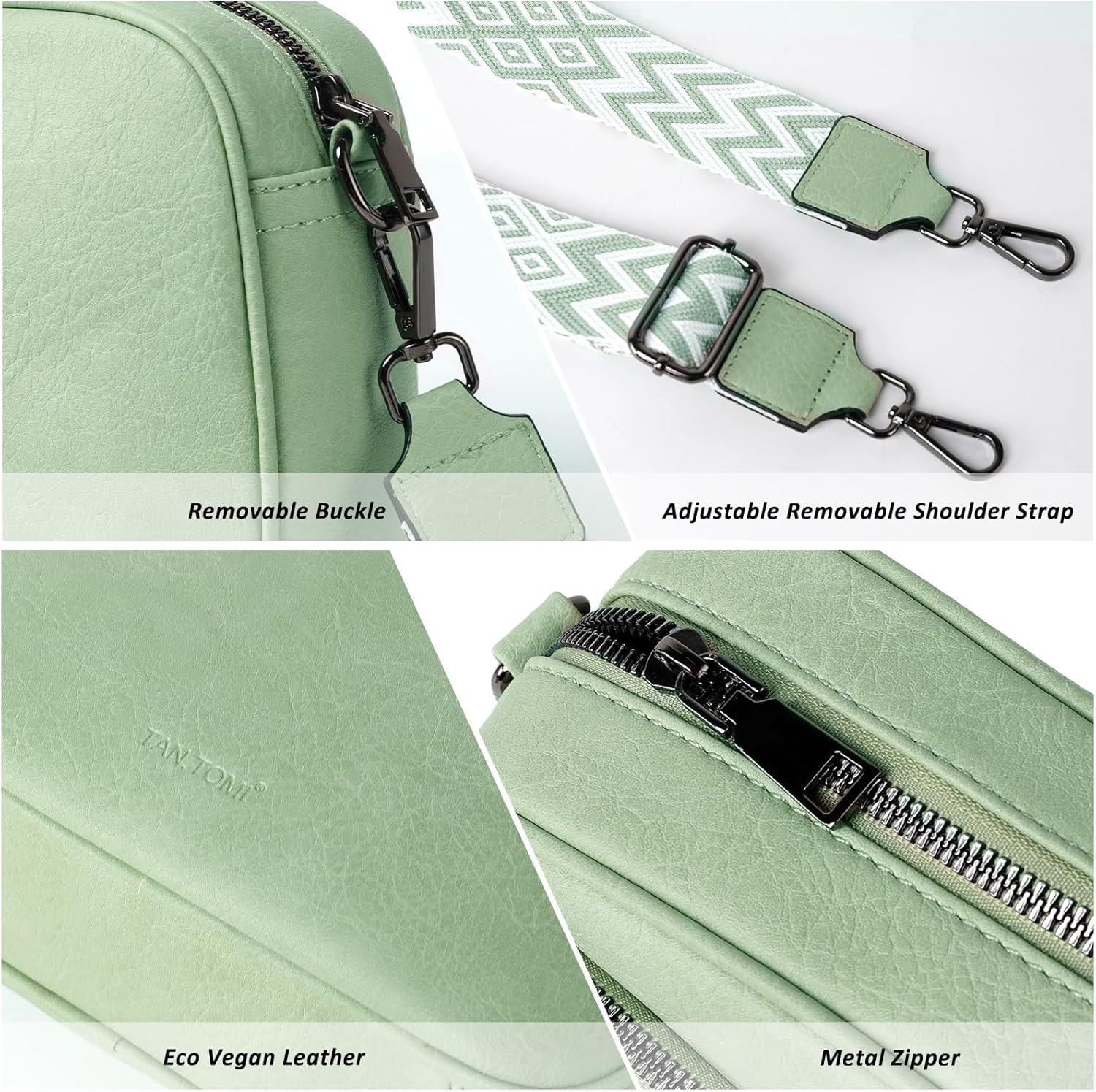 TANTOMI Crossbody Bags for Women Trendy,Vegan Leather Crossbody Purses for Women Small Shoulder Bag Handbags with Wide Strap