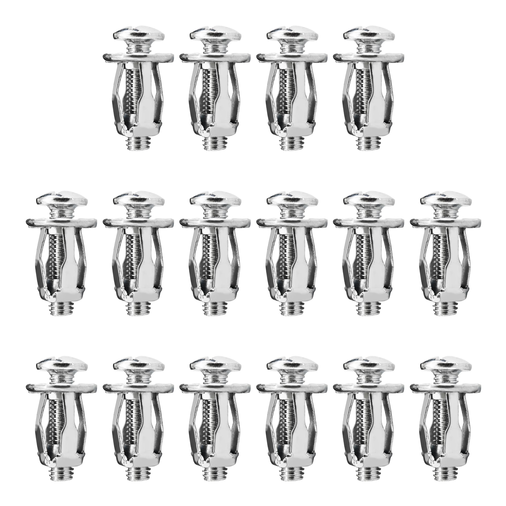 AUXBC 16PCS M6 x 25mm Petal Nuts, Expansion Screw Jack Nuts, Carbon Steel Rustproof Corrosion-Resistant Fasteners for Securing Thin Soft Wall, Hollow Wall, Iron Skin, Metal Plate Frame Container Tag