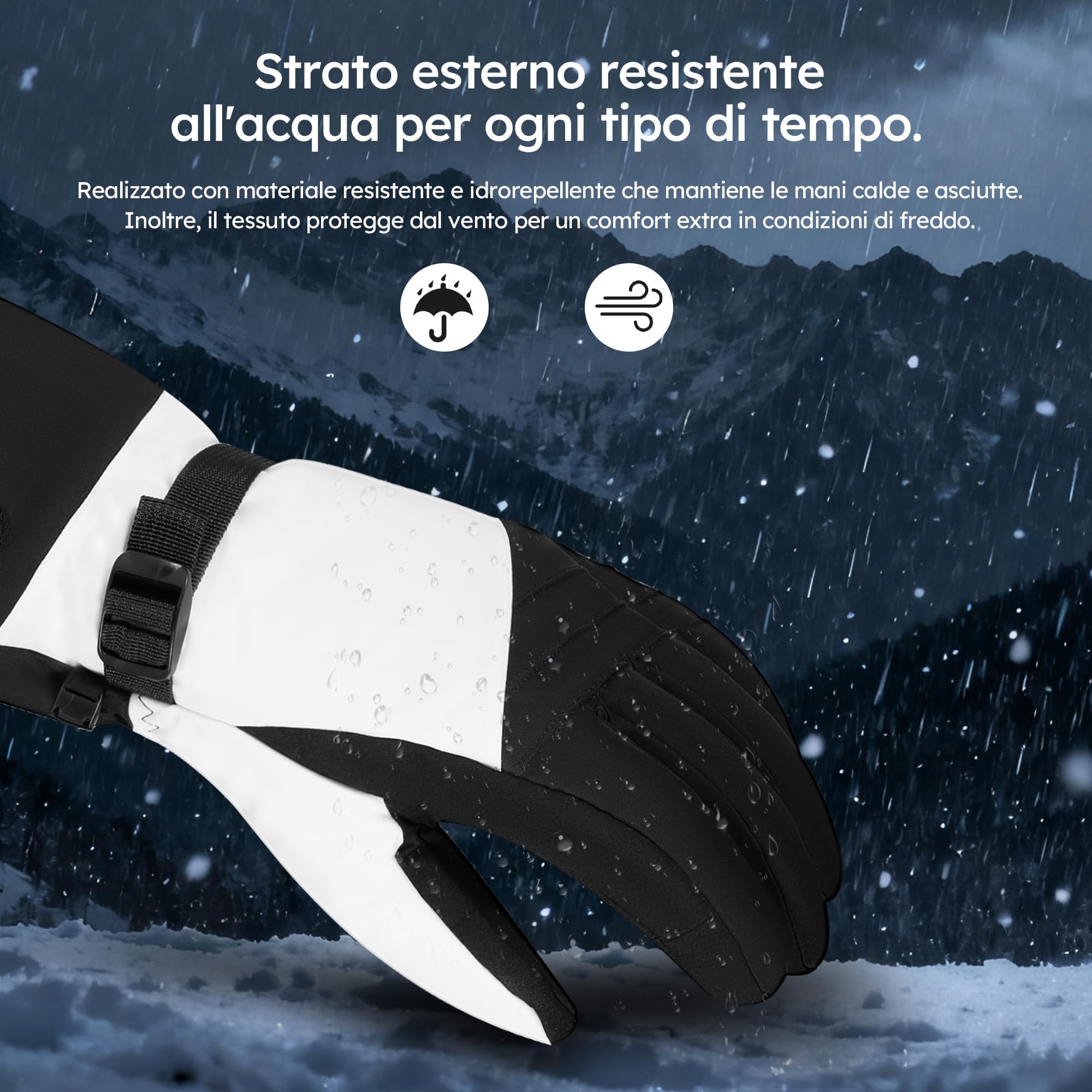 Guanti riscaldanti – Premium – 3 livelli – Guanti elettrici – Resistenti all'acqua e al vento – Guanti riscaldabili ricaricabili – Bianco – di Saaf