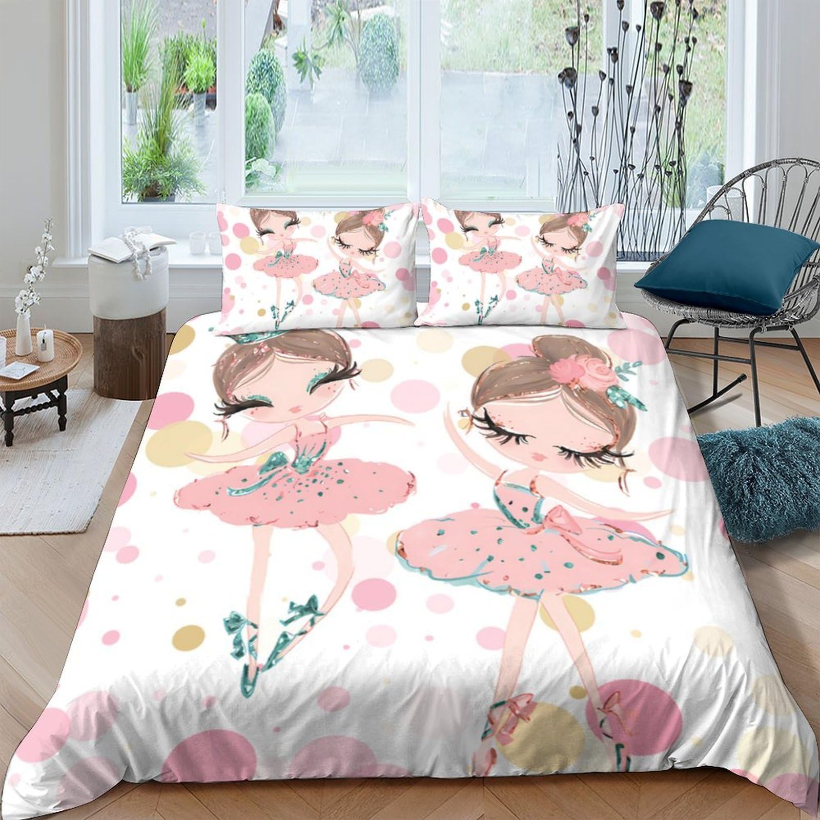 Ctjqhvkz Girls Style-9 3D Printed Ballet Fitted Sheet Microfiber Pink Cartoon Dancer Mattress Cover For Bedroom Dorm Guest Room Decor Single（135X200cm）