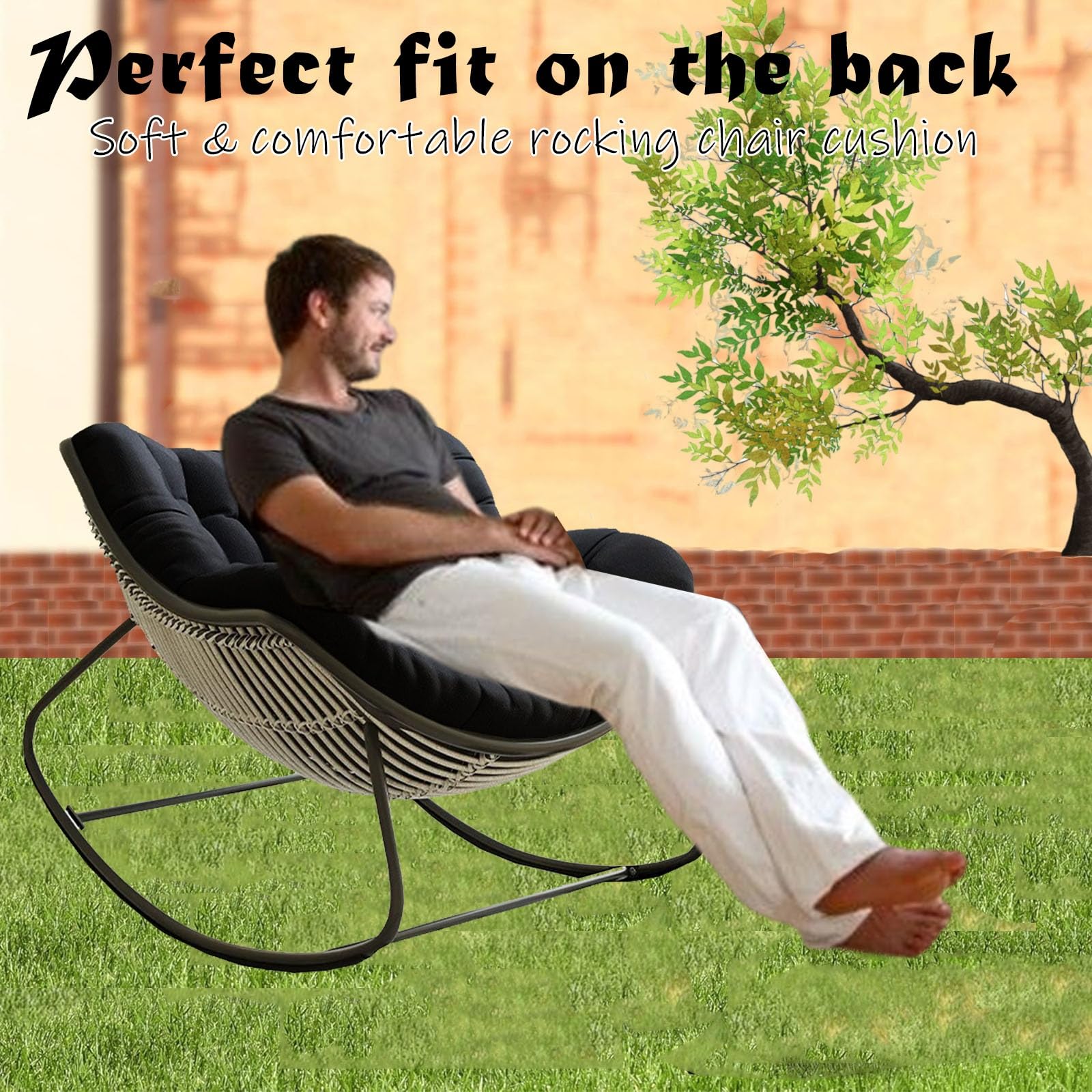 Morbuy Cojines para Mecedora de Exterior - SIN Marco, 120x100x10cm Cojin para Una Mecedora Suave Relax para Silla Huevo, Ratán, Hamaca y Silla Colgante y Jardín, Terraza, Balcón (Gris Oscuro)