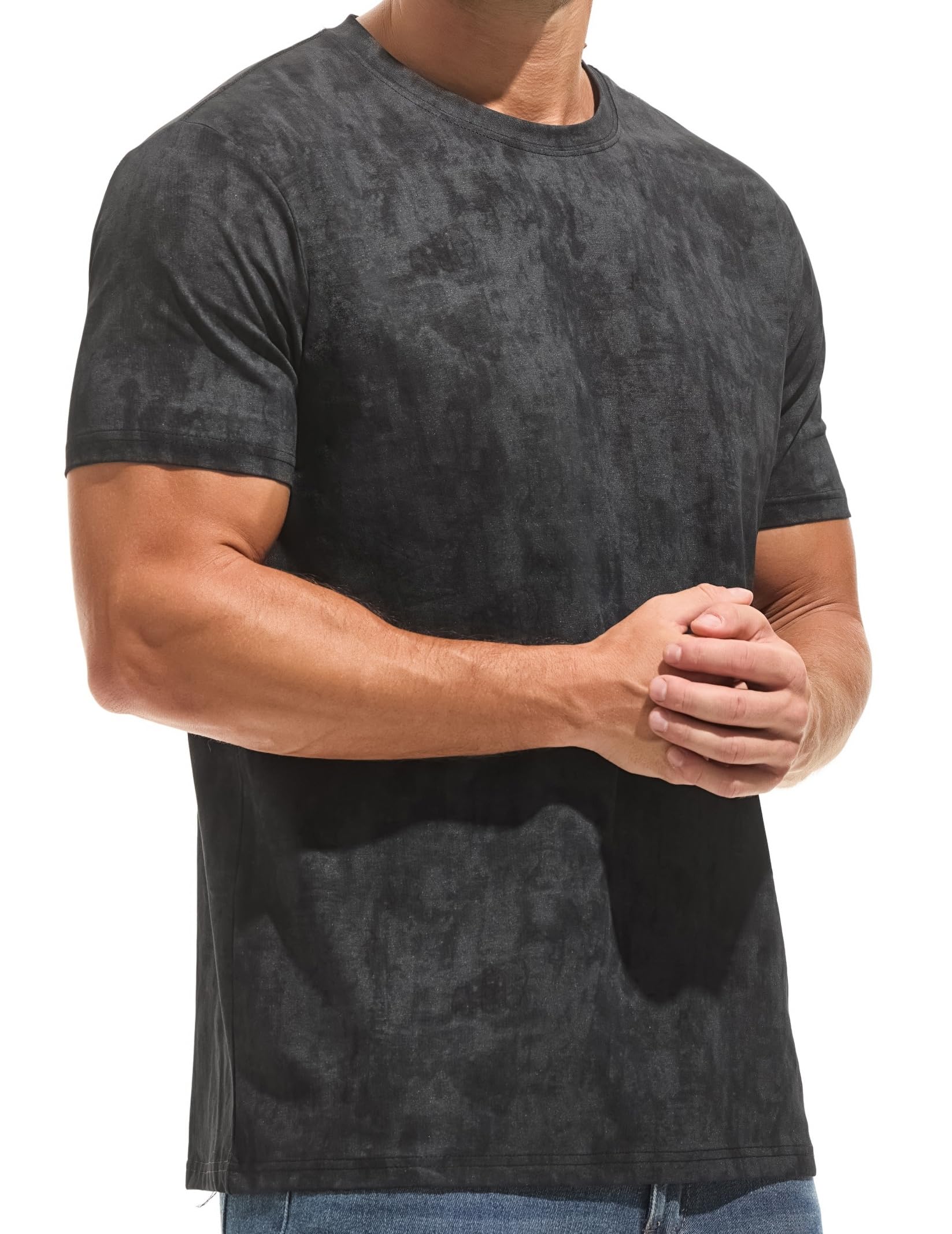 RONOMO Herren T-Shirt 95% Baumwolle 5% Spandex, Mikroelastik, Hautfreundlich
