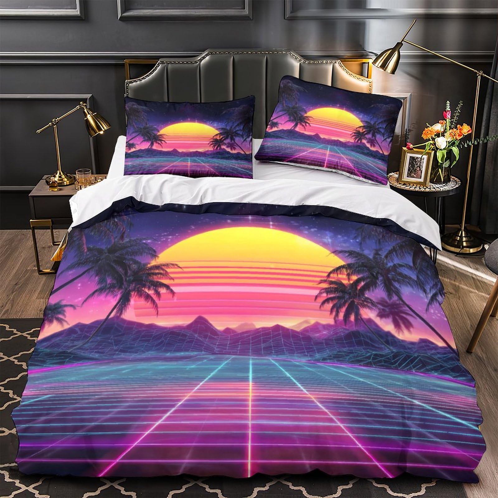 Housse de couette microfibre respirante 140x200 coucher de soleil 3D