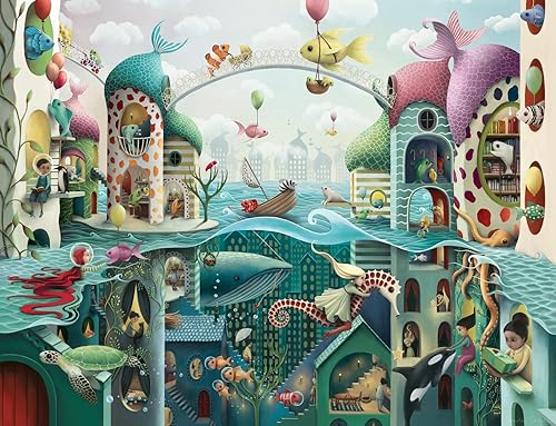 Ravensburger - If Fish Could Walk - Rompecabezas de 2000 piezas - Vista caprichosa y fantástica del mundo submarino - Enmarcable - Calidad premium -