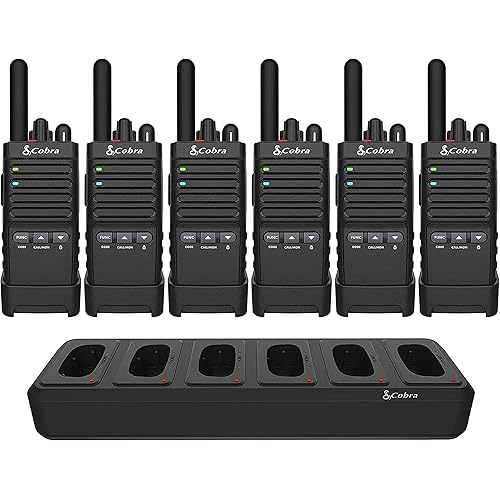 Cobra PX650 BCH6 - Professional/Business Walkie Talkies - Rechargeable, 300,000 sq. ft/25 Floor Range, Dust Protected and Splashproof (IP54 rating), Two-Way Radio Set (6-Pack)