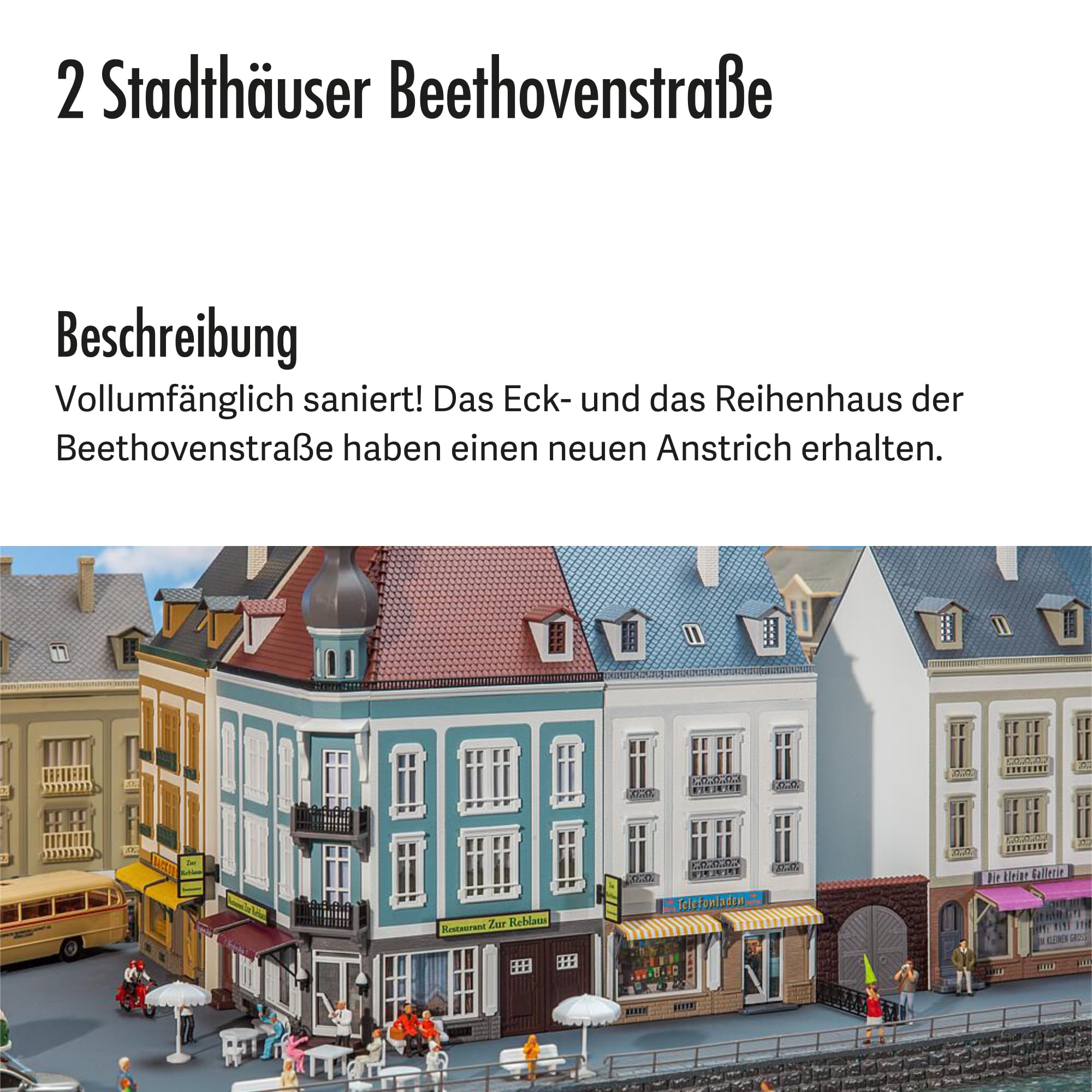 FALLER 2 Town Houses Beethovenstraße Model Kit with 582 Individual
