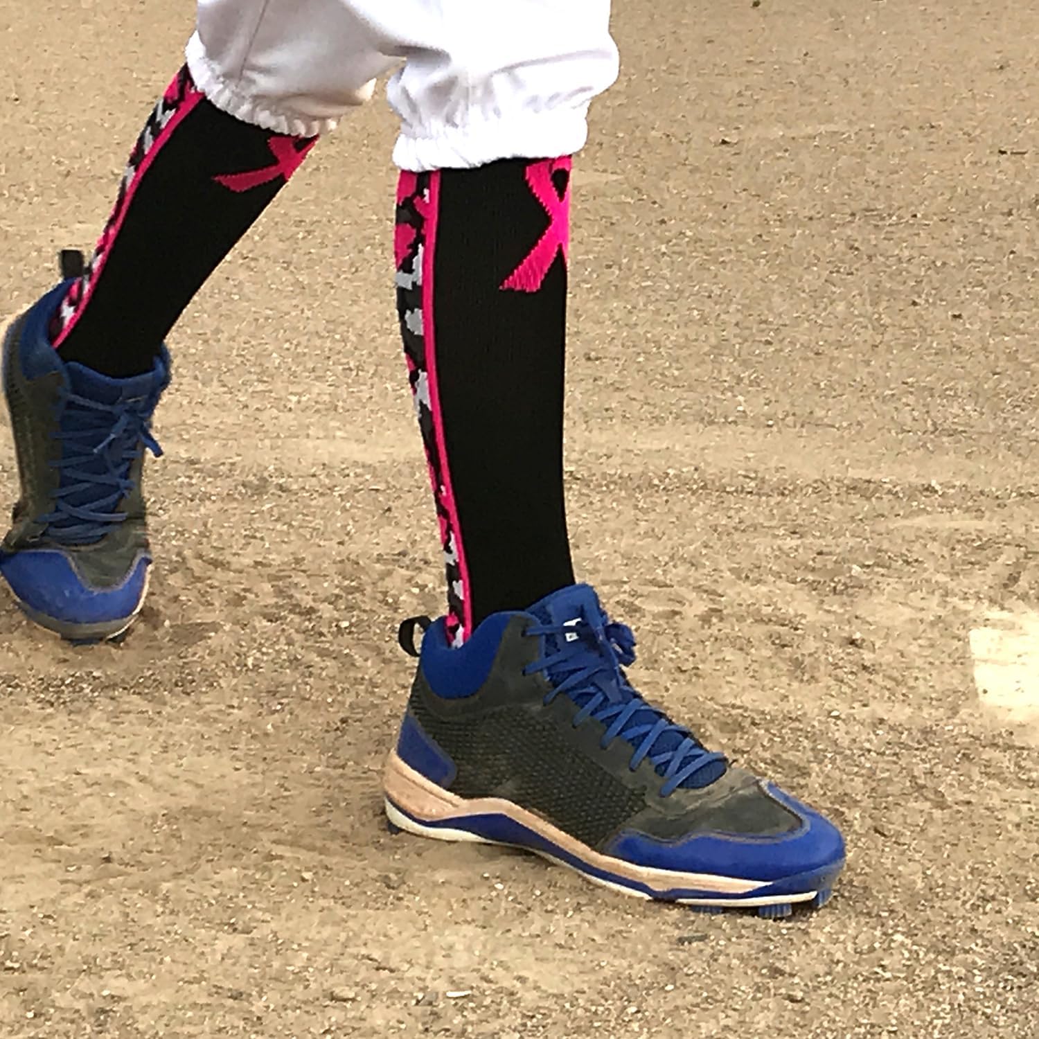 Pink Ribbon Breast Cancer Awareness Socks Camo Pattern Over the Calf