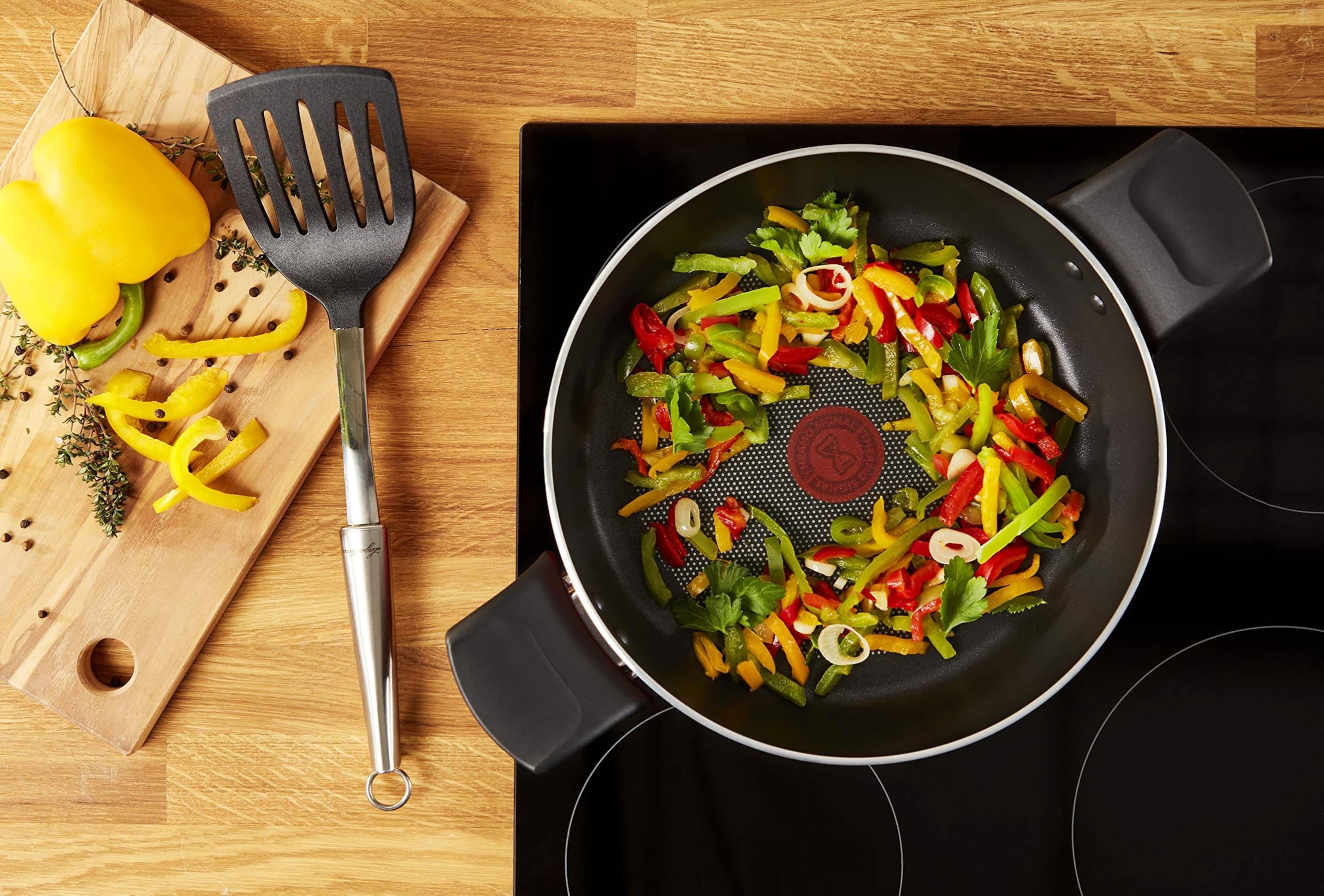 Lagostina Cucina Mediterranea Tegame Ø 26 cm per Induzione, Alluminio Antiaderente, con Indicatore Cottura Thermo-Signal, Rosso