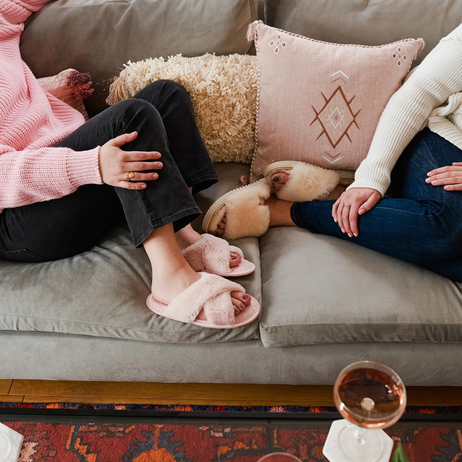 Dearfoams Women’s Acquired Style & Danielle Pheloung Exclusive Memory Foam Jessica Cozy Bow Cross Band Slide Slippers - Image 2